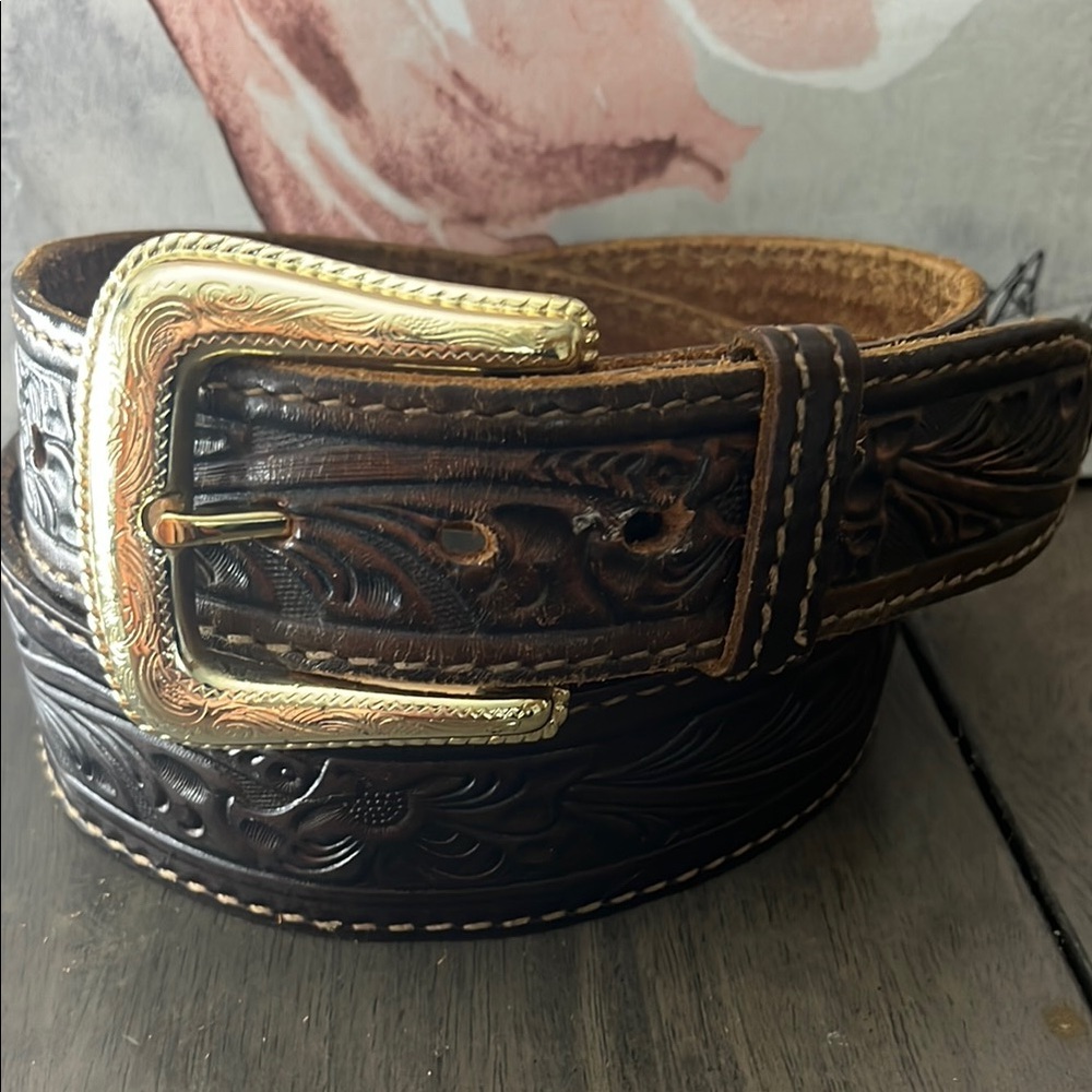 Nacona Western Leather Tooled Belt